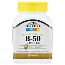 B-50 Complex prolonged-release supplement bottle with yellow cap, 60 tablets