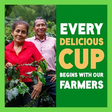 K-Cup coffee pod, decaf light roast, "Every delicious cup" farmers