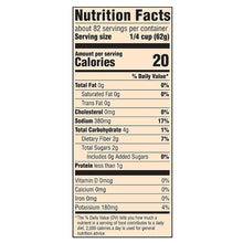 Nutrition facts label for tomato sauce, 1/4 cup (62g), 20 calories per serving
