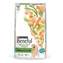 Purina Beneful healthy weight dry dog food bag with farm-raised chicken