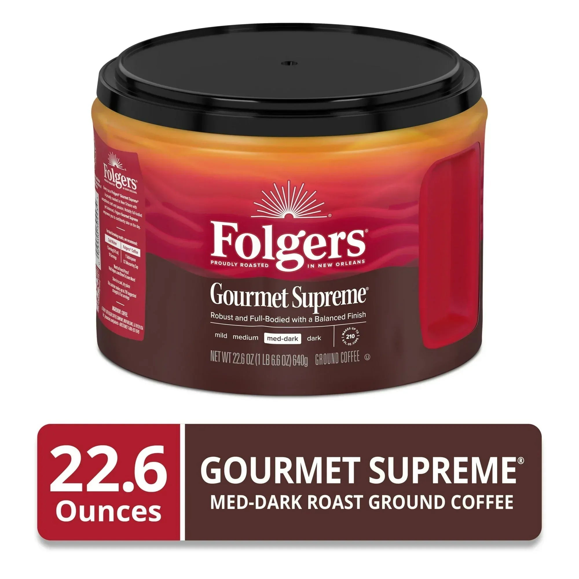 Folgers Colombian Ground Coffee, Medium Roast, 22.6 oz Canister