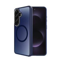 Metallic blue phone case on phone front and back with camera cutouts