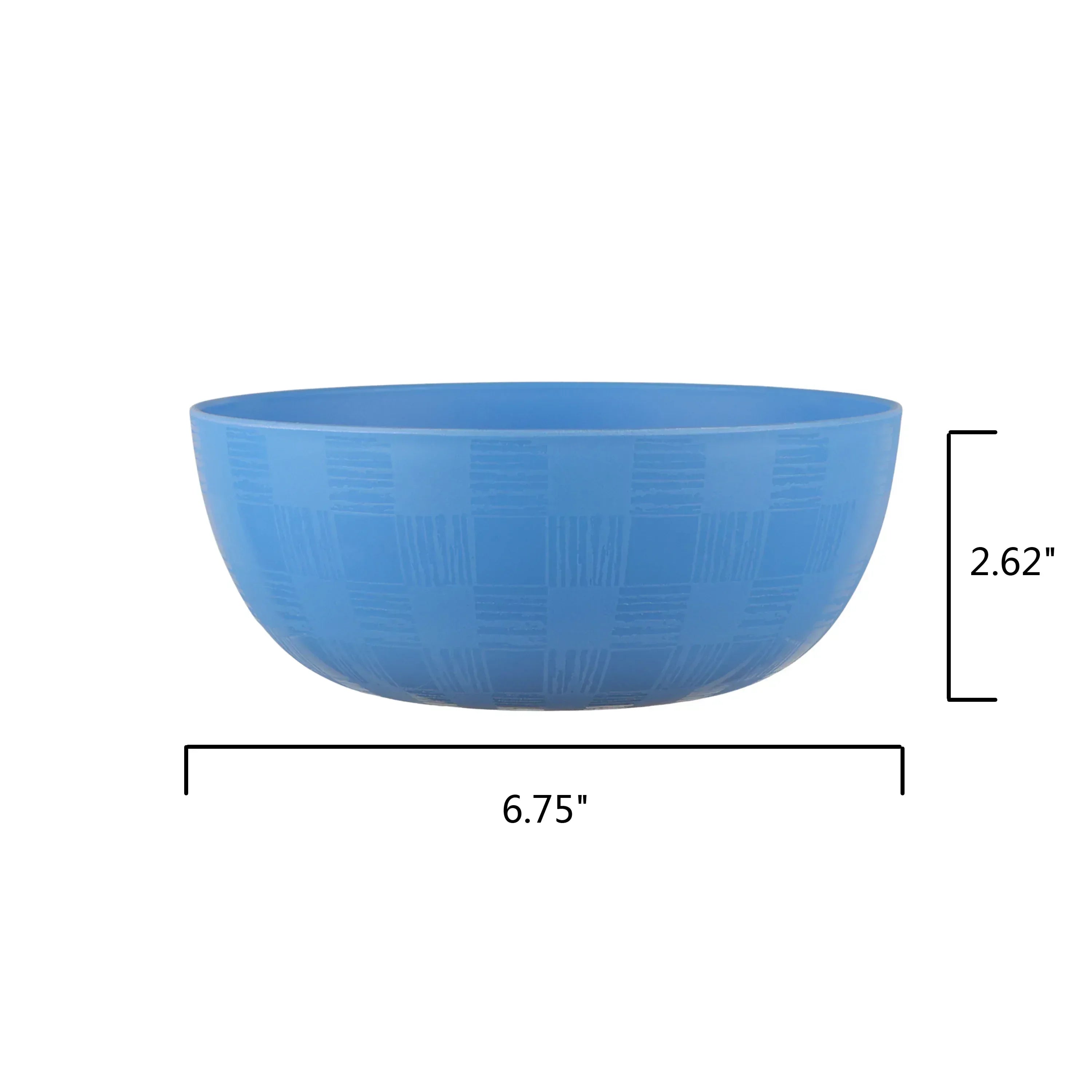 Mainstays 30-Piece Blue Etched Checkered Plastic Dinnerware Set, Includes 10 Plates, 10 Bowls, 10 Tumblers