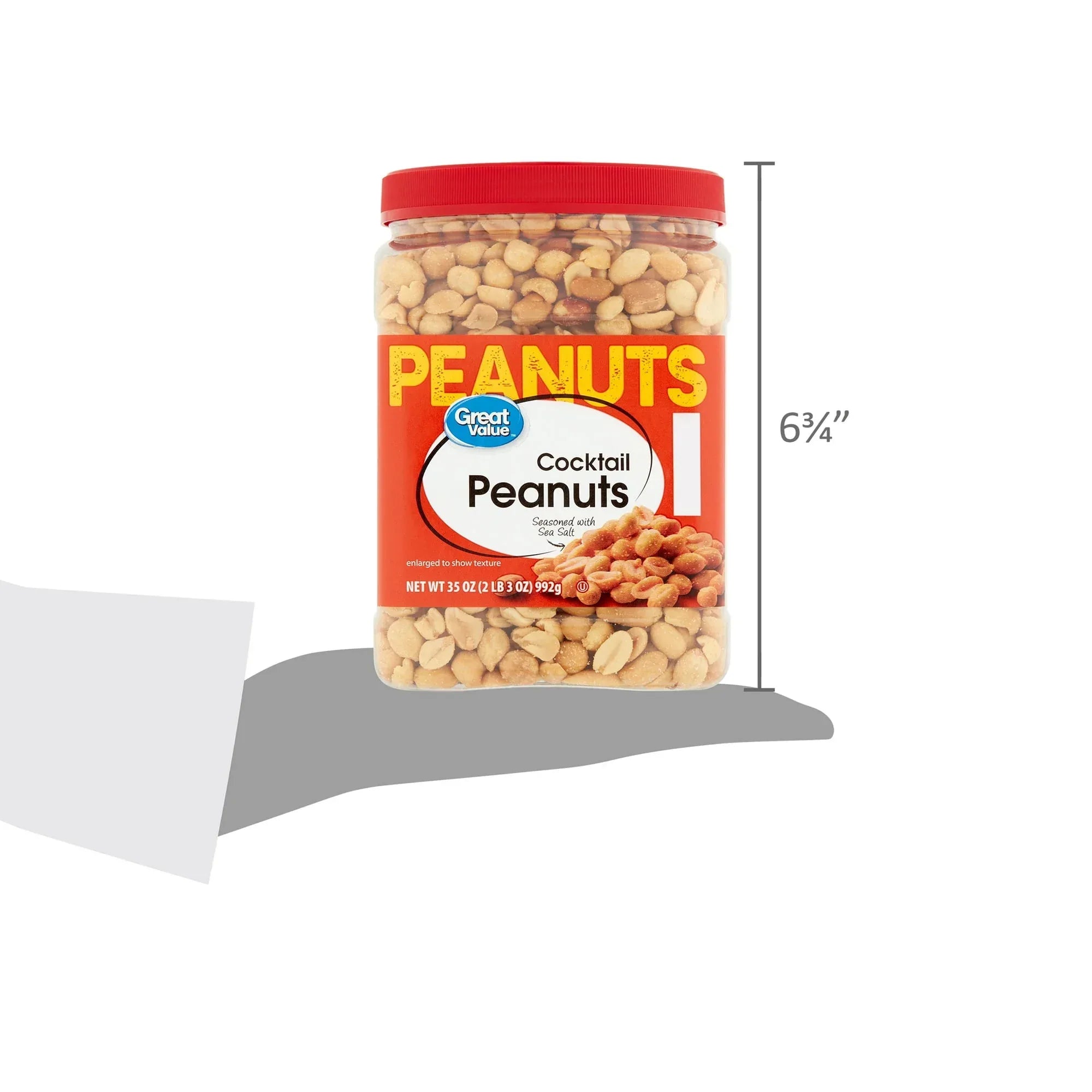 Great Value Roasted & Salted Cocktail Peanuts, 35 oz
