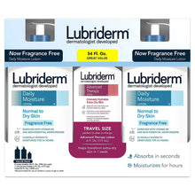 Unscented daily moisture lotion 3-pack carton with Advanced Therapy panel