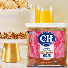 Light brown sugar resealable zipper pouch with C&H branding and product label
