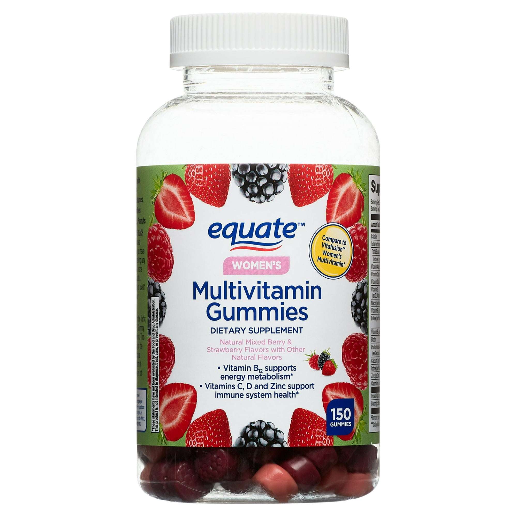 Equate Women's Multivitamin Gummies for General Health, Mixed Berry, 150 Count, Compare to VitaFusion Women's Multivitamin