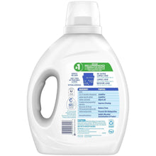 Liquid laundry detergent bottle back label with ingredients and directions panel
