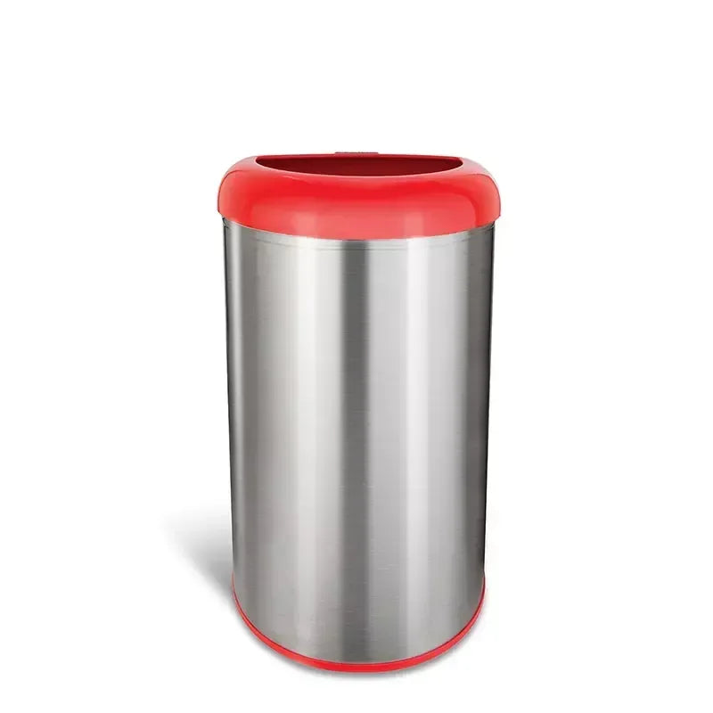 Nine Stars 13.2-Gal. Stainless Steel Open Top Trash Can - Red