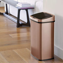 Gold-tone stainless steel sensor trash can standing, closed lid