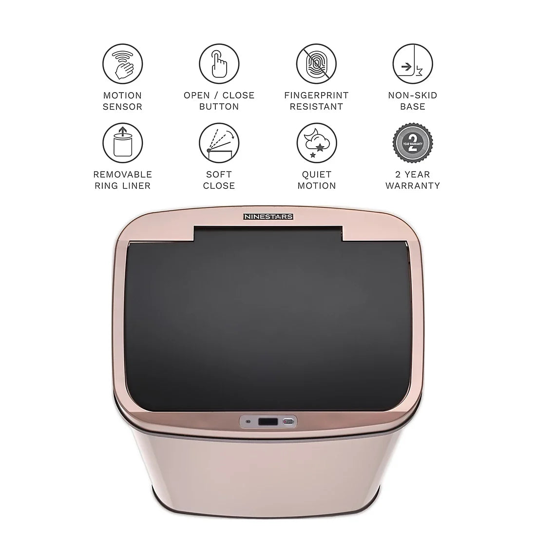 Nine Stars 13.2-Gal. Stainless Steel Sensor Trash Can - Gold