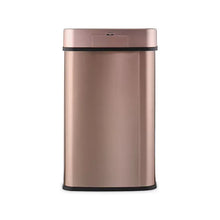 Gold stainless steel sensor trash can with small handle on lid front