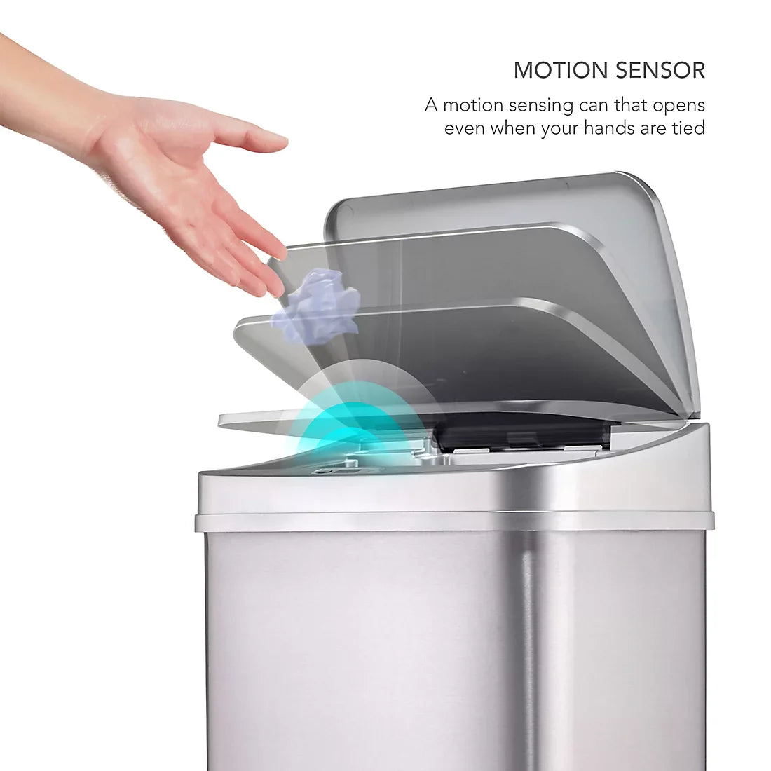 Nine Stars 13.2-Gal. Stainless Steel Sensor Trash Can - Silver