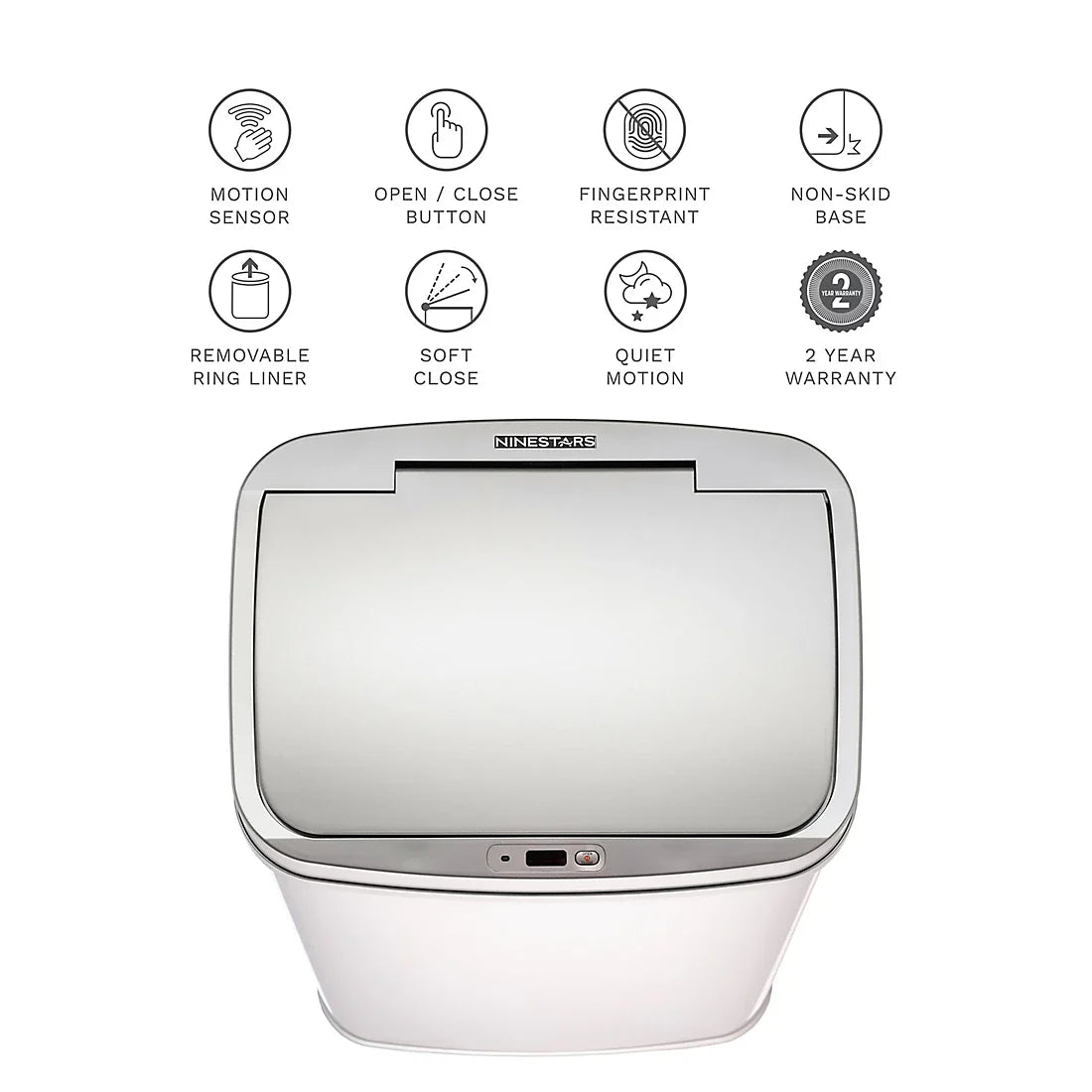 Nine Stars 13.2-Gal. Stainless Steel Sensor Trash Can - Silver