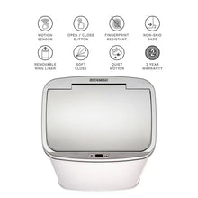 Stainless steel sensor trash can top view with motion sensor control and lid, silver