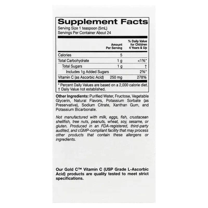 California Gold Nutrition, Kids Gold C™, Liquid Vitamin C, Orange, 4 fl oz (118 ml)