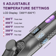 Airflow styler showing adjustable temperature settings and LCD display on handle