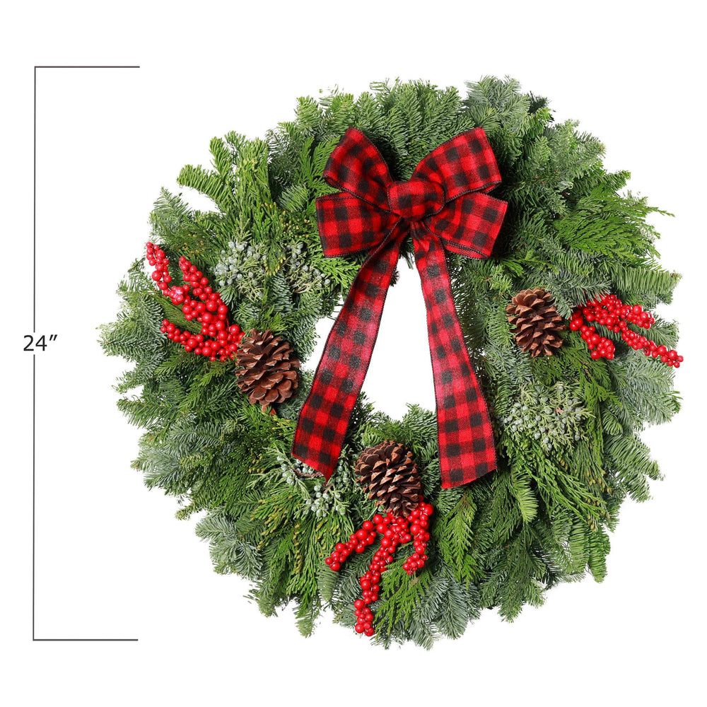 22" Fresh Holly Wreath & Centerpiece
