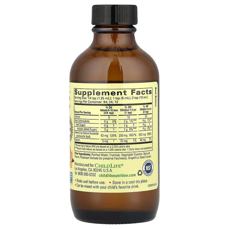 ChildLife Essentials, Liquid Vitamin C, Natural Orange, 4 fl oz (118 ml)