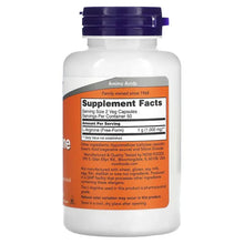 L-Arginine 500 mg supplement facts panel on bottle, 100 veg capsules