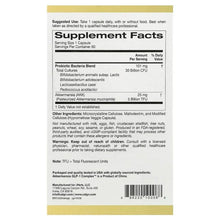 Supplement Facts label on back of a veggie capsule package