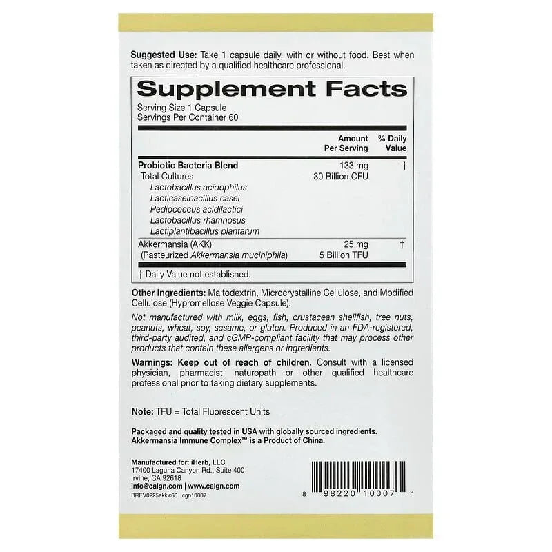 California Gold Nutrition, Akkermansia + Probiotics Immune Complex, 60 Veggie Capsules