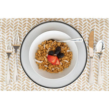 Ceramic dinner plate with black-rim border