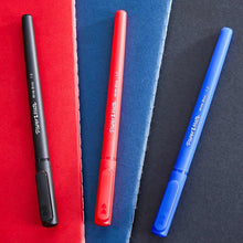 Paper Mate ballpoint pen set with black, red, and blue barrels