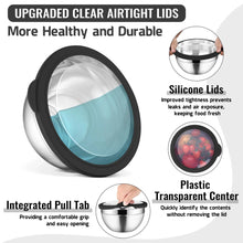 Clear airtight lid for stainless steel mixing bowl with silicone outer ring and pull tab