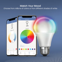 Color-changing smart LED bulb with smartphone app control shown