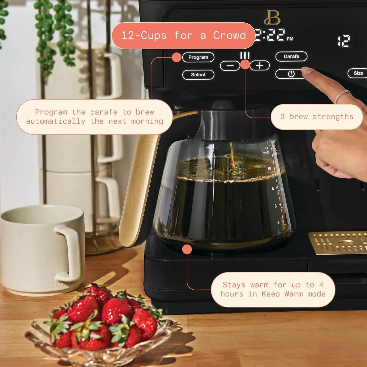Beautiful Multi-Brew 12-Cup Programmable Drip & Single-Serve Coffee Maker, White Icing by Drew Barrymore