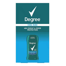 Degree Cool Rush 48-hour deodorant box with single stick illustration