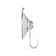 Large clear suction cup hook with metal hook, close side angle