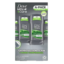Dove Men+Care extra fresh antiperspirant 4-pack on product box
