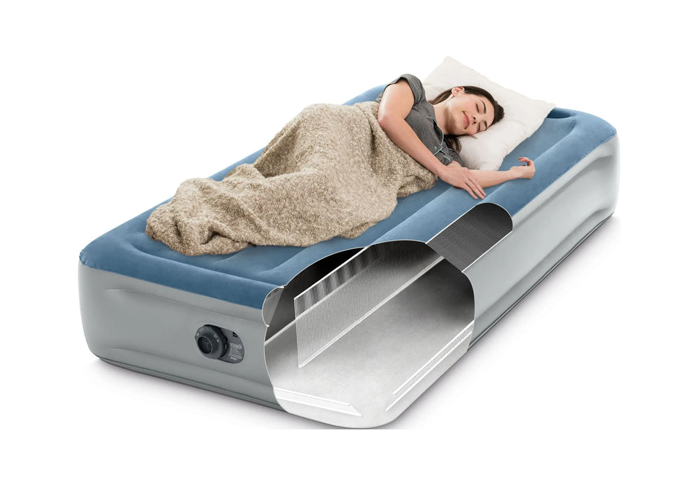 Intex 15" Twin Essential Rest Dura-Beam Airbed Mattress with Built-in Pump - USA MEGA SHOP