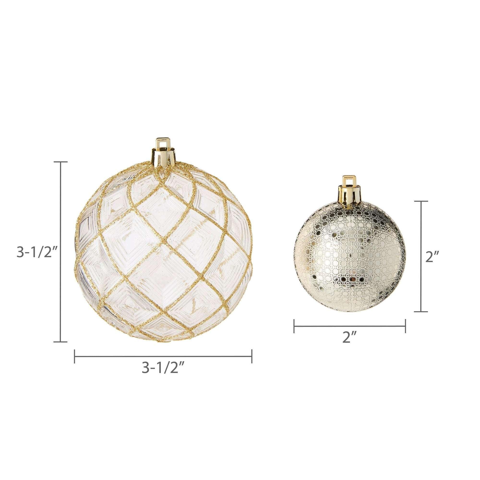 62 Count White and Gold Shatterproof Christmas Ornaments, by My Texas House - USA MEGA SHOP