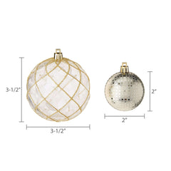 62 Count White and Gold Shatterproof Christmas Ornaments, by My Texas House - USA MEGA SHOP