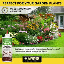 Crawling insect killer powder bottle for garden plants, label with instructions.