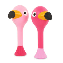 Pink animal drum mallet pair with black beak and yellow nose details
