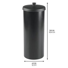 iDesign Toilet Paper Canister with Lid, Storage for 3 Rolls, 6.3'' x 15.5'', Matte Black