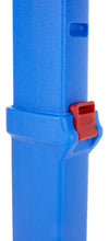 Blue hoop pole with adjustable red handle attachment