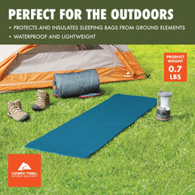 Blue closed-cell foam sleeping pad laid flat for outdoor camping
