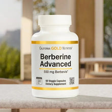 California Gold Nutrition Berberine Advanced supplement bottle, 550 mg veggie capsules