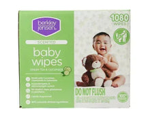 Berkley Jensen scented baby wipes box, green tea & cucumber, 1080 wipes