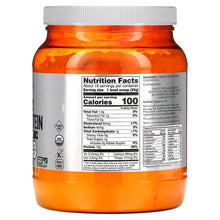 NOW Sports whey protein powder jar back label with Nutrition Facts panel