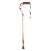 Bronze offset aluminum cane with wrist strap and adjustable locking collar