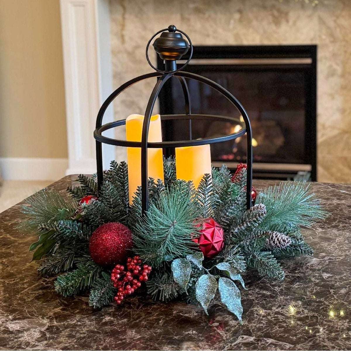 24‚Äù Holiday Artificial Centerpiece with LED Candles