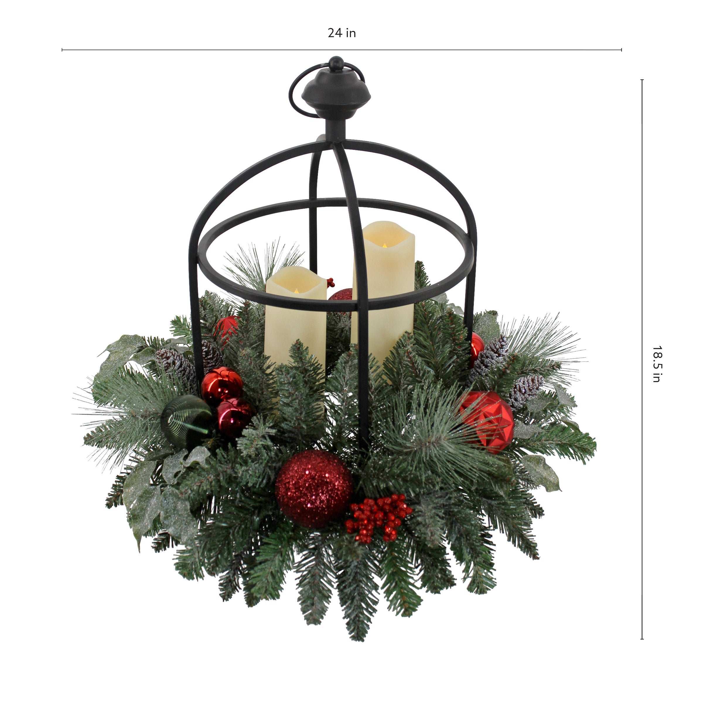 24‚Äù Holiday Artificial Centerpiece with LED Candles