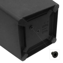 Slate black planter pot side detail with drain hole and molded label area
