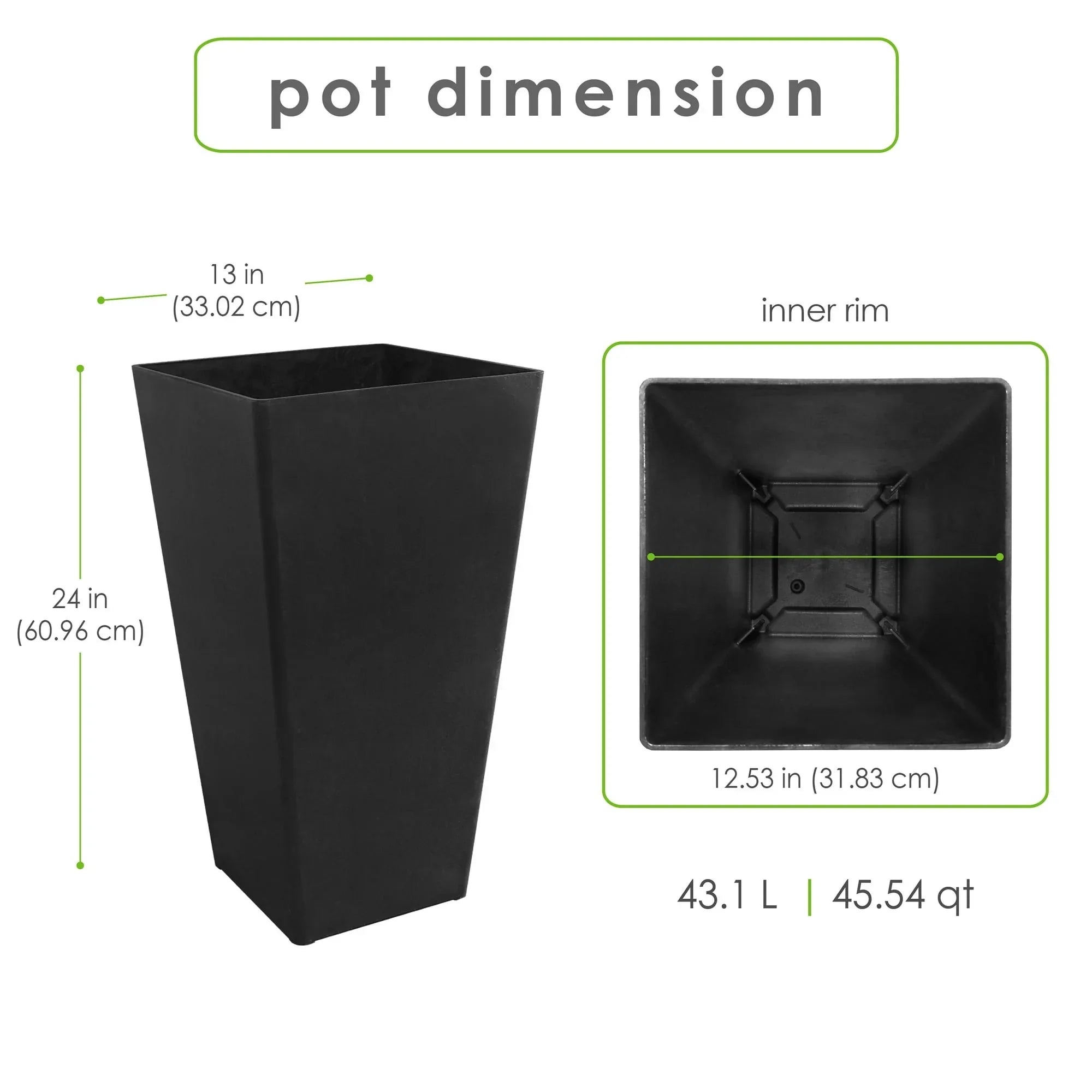 24 Inch Avondale Indoor Outdoor Recycled Planter Slate